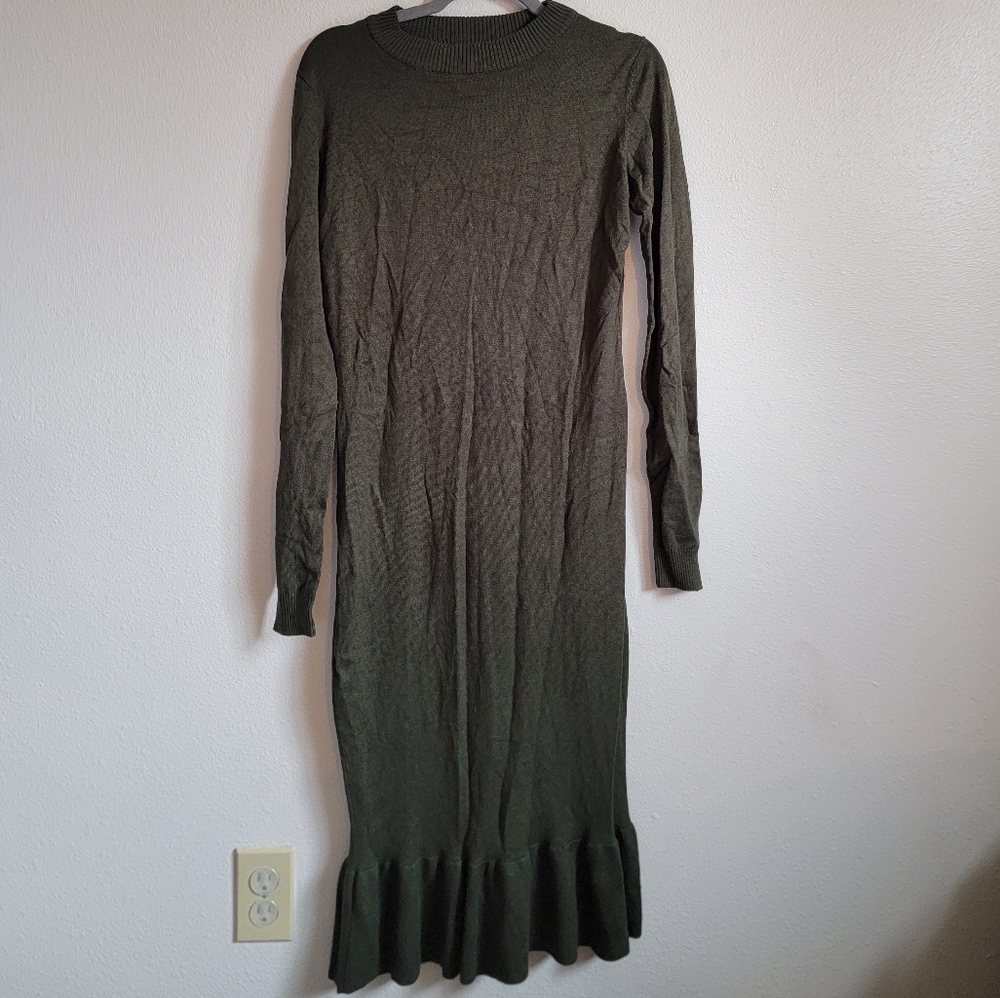 Olive Green Sweater Dress